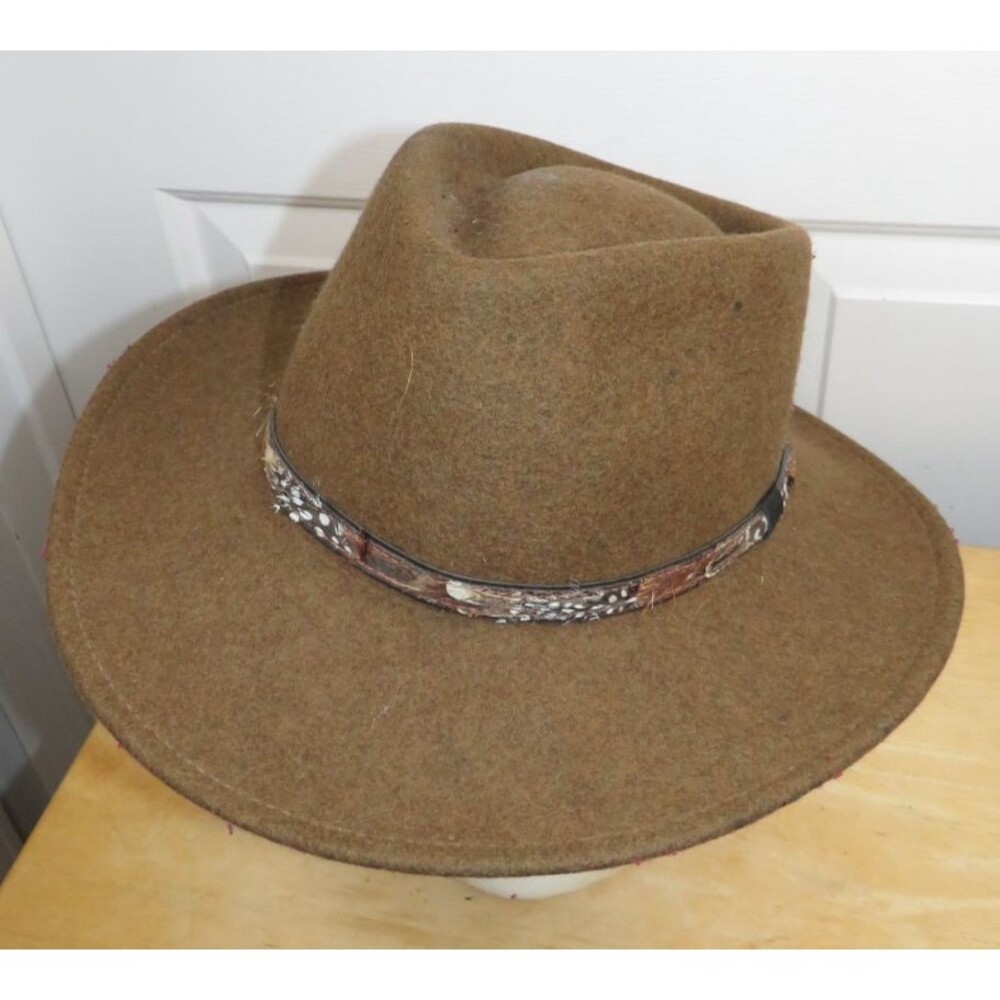 Stetson Expedition Olive Brown Crushable 100% Wool Felt Hat small Made In USA
